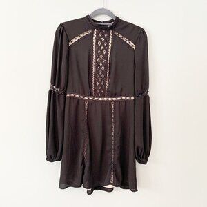 Express black lace cutouts lined long sleeve dress - Size 0